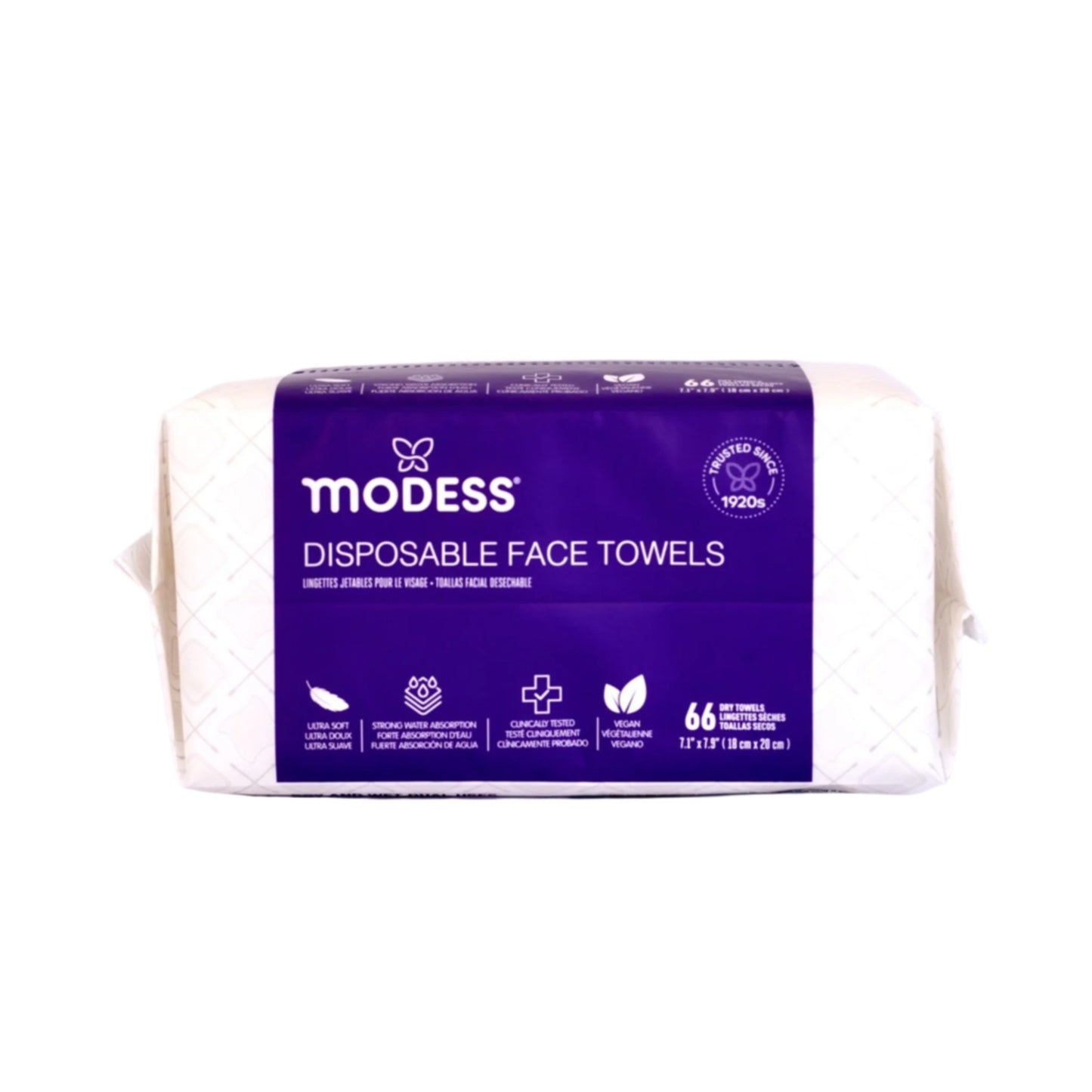 Modess Disposable Face Towel - Soft Premium Facial Cloth 7.1" x 7.9" (66 Count)