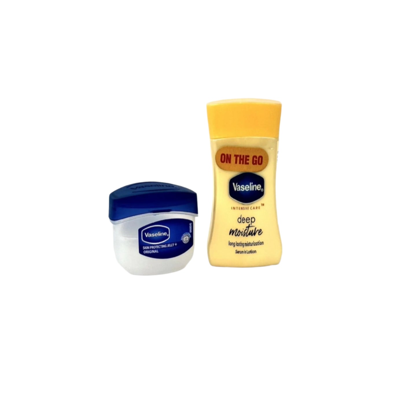 Vaseline - Intensive Care Duo - Travel Size Body Lotion Bottle (0.70") and Lip Protecting Jelly Container (0.20") Set (2 Pieces) - Clinically Proven, Ideal for Lip Protection and Long Lasting Moisturization