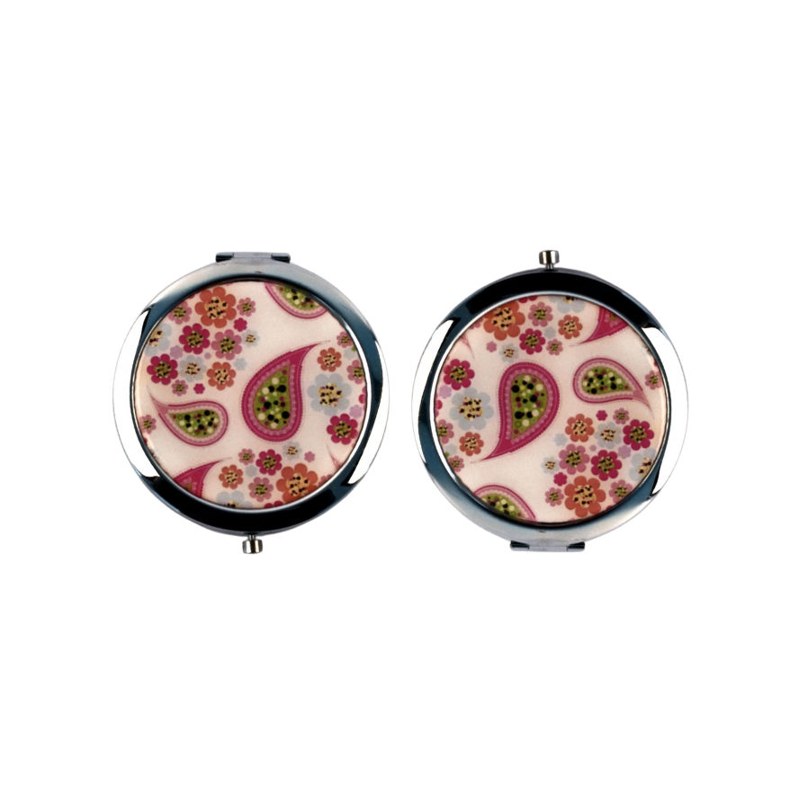 CindyClaire - Folding Pocket Mirror - Assorted Colors and Designs - Double-Sided 1X/2X Magnifying, Travel Mirror,Pocket Makeup Mirrors