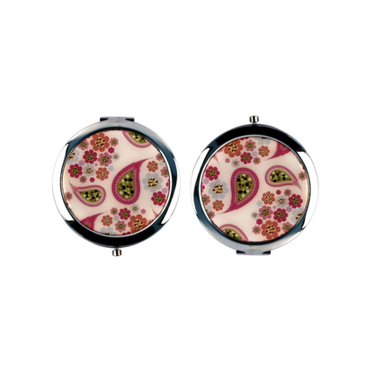 CindyClaire - Folding Pocket Mirror - Assorted Colors and Designs - Double-Sided 1X/2X Magnifying, Travel Mirror,Pocket Makeup Mirrors