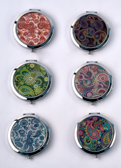 CindyClaire - Folding Pocket Mirror - Assorted Colors and Designs - Double-Sided 1X/2X Magnifying, Travel Mirror,Pocket Makeup Mirrors