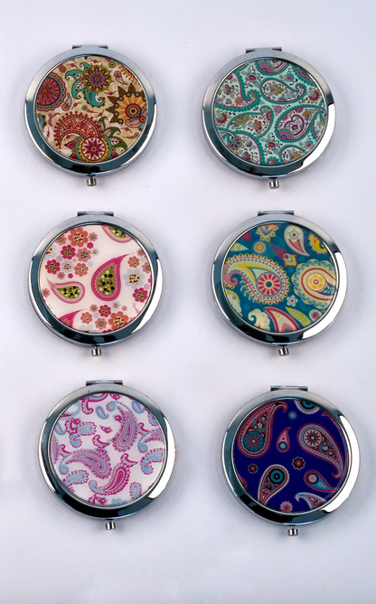 CindyClaire - Folding Pocket Mirror - Assorted Colors and Designs - Double-Sided 1X/2X Magnifying, Travel Mirror,Pocket Makeup Mirrors